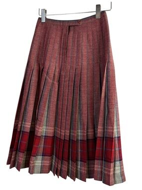 THE SCOTCH HOUSE 100% New Wool Pleated Reversible Skirt Plaid US 8 EU 38